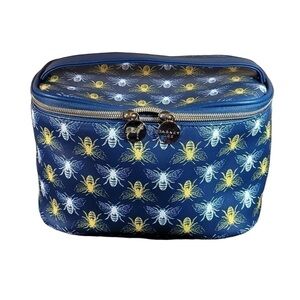 Dabney Lee blue, yellow and white bee makeup bag in like new condition